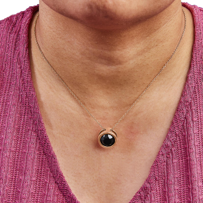 7 Ct. Treated Black Diamond Bezel-Set Round Solitaire Pendant Necklace in 14K Rose Gold, photo 8