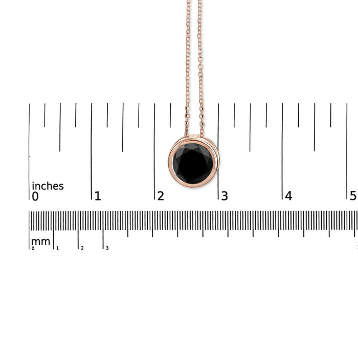 7 Ct. Treated Black Diamond Bezel-Set Round Solitaire Pendant Necklace in 14K Rose Gold, photo 14
