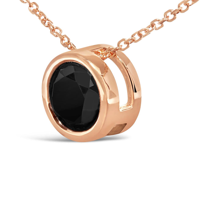 7 Ct. Treated Black Diamond Bezel-Set Round Solitaire Pendant Necklace in 14K Rose Gold, photo 10