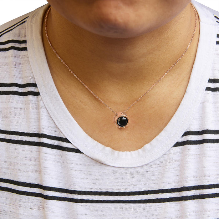 7 Ct. Treated Black Diamond Bezel-Set Round Solitaire Pendant Necklace in 14K Rose Gold, photo 7