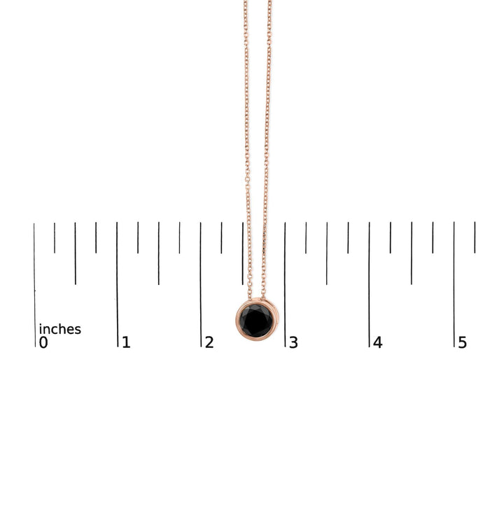 7 Ct. Treated Black Diamond Bezel-Set Round Solitaire Pendant Necklace in 14K Rose Gold, photo 13