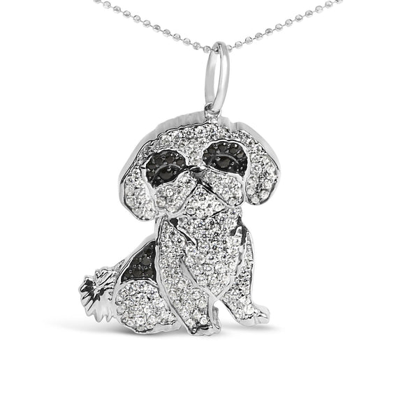 Collar con colgante de perro Shih Tzu con diamantes de 1 1/4 ct. p.t. en plata de ley, foto 1