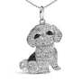 Collar con colgante de perro shih tzu con diamantes negros tratados y blancos de 1/2 ct. p.t. en plata de ley, foto 1