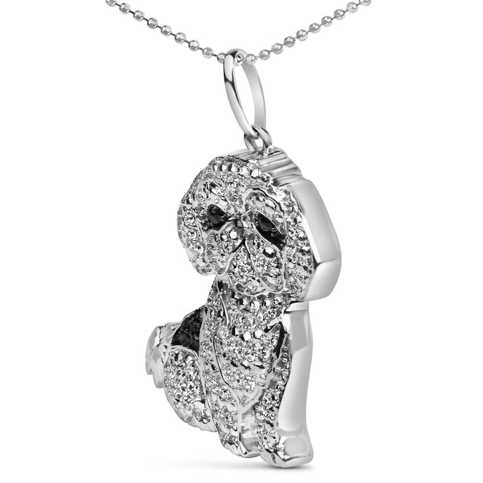 1/2 Ct. T.W. White and Treated Black Diamond Shih Tzu Dog Pendant Necklace in Sterling Silver, photo 4