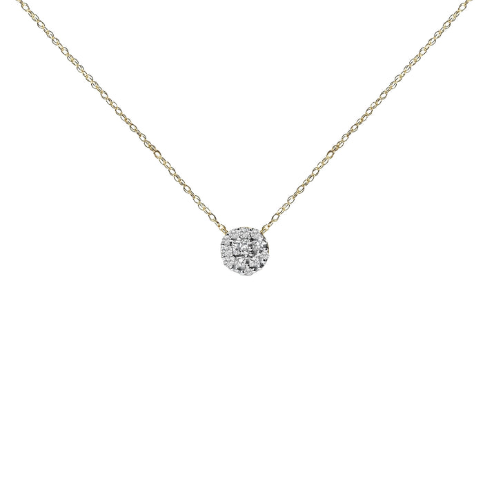 Collar con colgante de racimo con diamantes de 3/8 ct. p.t. en plata de ley bañada en oro amarillo de 14K, foto 1