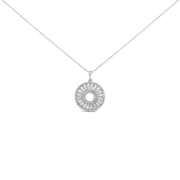 1 1/6 Ct. T.W. Diamond Openwork Medallion Pendant Necklace in Sterling Silver, photo 1