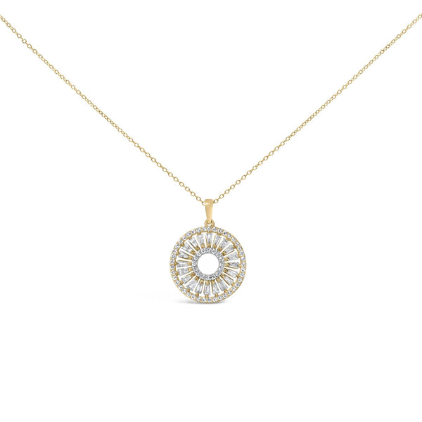 1 1/6 Ct. T.W. Diamond Sunburst Medallion Pendant Necklace in 14K Yellow Gold-Plated Sterling Silver, photo 1
