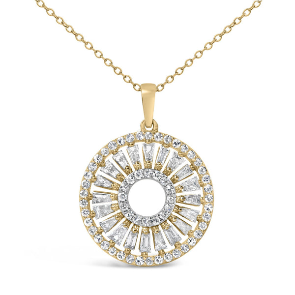 1 1/6 Ct. T.W. Diamond Sunburst Medallion Pendant Necklace in 14K Yellow Gold-Plated Sterling Silver, photo 2