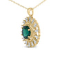 Collar de medallón con esmeralda cultivada en laboratorio y diamantes en plata de ley bañada en oro amarillo de 14K, foto 4