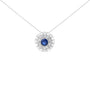 1 1/5 Ct. T.W. Lab-Grown Blue Sapphire and Diamond Sunburst Pendant Necklace in Sterling Silver, photo 1