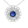 1 1/5 Ct. T.W. Lab-Grown Blue Sapphire and Diamond Sunburst Pendant Necklace in Sterling Silver, photo 2