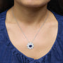 1 1/5 Ct. T.W. Lab-Grown Blue Sapphire and Diamond Sunburst Pendant Necklace in Sterling Silver, photo 3