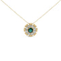 Collar con medallón con esmeralda cultivada en laboratorio y diamantes en plata de ley bañada en oro amarillo de 14K, foto 1