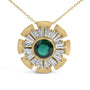Collar con medallón con esmeralda cultivada en laboratorio y diamantes en plata de ley bañada en oro amarillo de 14K, foto 2