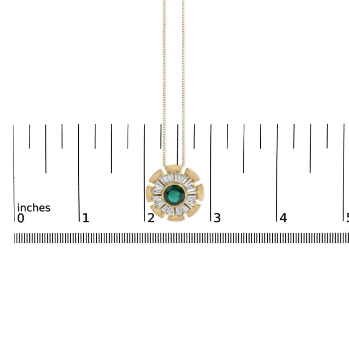 Collar con medallón con esmeralda cultivada en laboratorio y diamantes en plata de ley bañada en oro amarillo de 14K, foto 5
