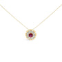 Created Red Ruby and Diamond Baguette Medallion Pendant Necklace in 14K Yellow Gold-Plated Silver, photo 1