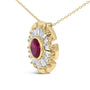 Created Red Ruby and Diamond Baguette Medallion Pendant Necklace in 14K Yellow Gold-Plated Silver, photo 4