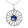 1 Ct. T.W. Lab-Grown Sapphire and Baguette Diamond Medallion Pendant Necklace in Sterling Silver, photo 2