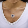 1 Ct. T.W. Lab-Grown Sapphire and Baguette Diamond Medallion Pendant Necklace in Sterling Silver, photo 3