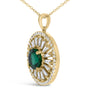 Collar medallón de sol con esmeralda cultivada en laboratorio y diamantes en plata de ley bañada en oro amarillo de 14K, foto 4