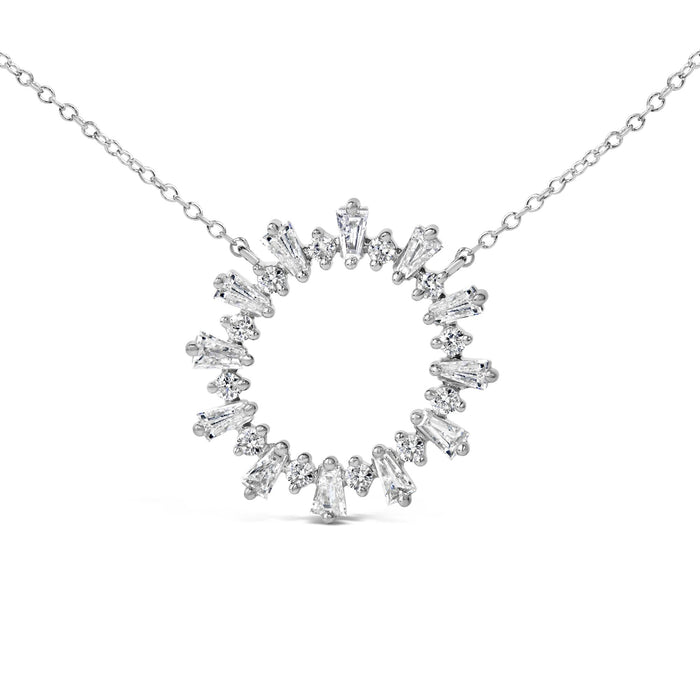 Collar con colgante de medallón de estrella radiante con diamantes de 3/4 ct. p.t. en plata de ley, foto 2