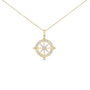 Collar con colgante de medallón de brújula con diamantes de 3/4 ct. p.t. en plata de ley bañada en oro amarillo de 14K, foto 1