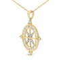 Collar con colgante de medallón de brújula con diamantes de 3/4 ct. p.t. en plata de ley bañada en oro amarillo de 14K, foto 4