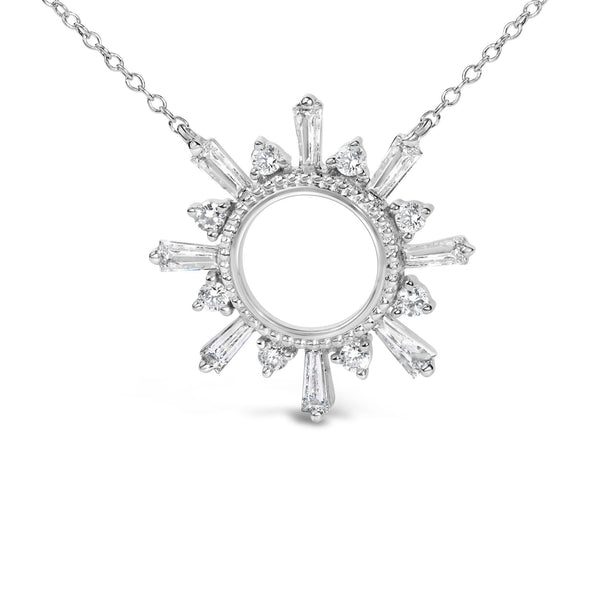5/8 Ct. T.W. Diamond Starburst Medallion Pendant Necklace in Sterling Silver, photo 2