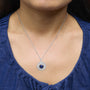 Lab-Grown Sapphire and Baguette Diamond Medallion Pendant Necklace in Sterling Silver, photo 3