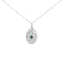 Lab-Grown Emerald and Diamond Sunburst Medallion Pendant Necklace in Sterling Silver, photo 1