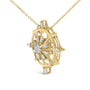 Collar con colgante de brújula con diamantes de 1/3 ct. p.t. en plata de ley bañada en oro amarillo de 14K, foto 4