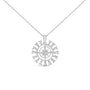 Collar con colgante de medallón de brújula con destello estelar y diamantes de 1/2 ct. p.t. en plata de ley, foto 1