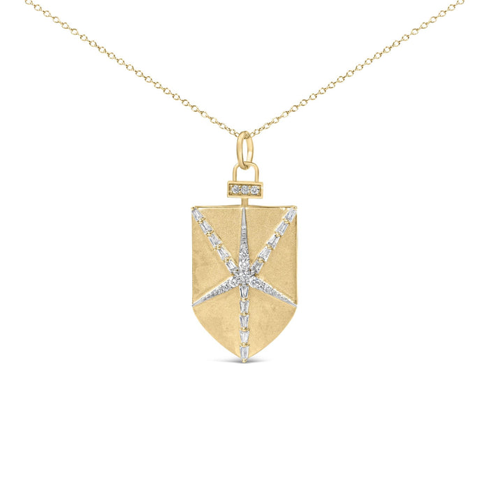 1/2 Ct. T.W. Diamond Shield Star Medallion Pendant Necklace in 14K Yellow Gold-Plated Sterling Silver, photo 1