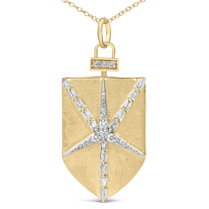 1/2 Ct. T.W. Diamond Shield Star Medallion Pendant Necklace in 14K Yellow Gold-Plated Sterling Silver, photo 2