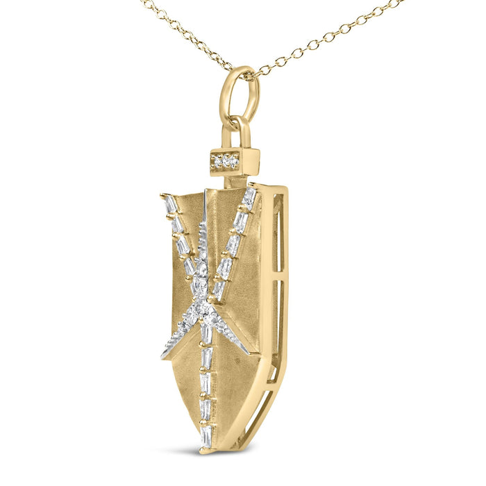 1/2 Ct. T.W. Diamond Shield Star Medallion Pendant Necklace in 14K Yellow Gold-Plated Sterling Silver, photo 4