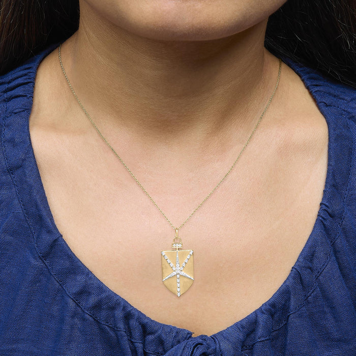 1/2 Ct. T.W. Diamond Shield Star Medallion Pendant Necklace in 14K Yellow Gold-Plated Sterling Silver, photo 3