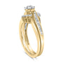 Conjunto nupcial de espiral con racimo de diamantes de 1/2 ct. p.t. en plata de ley bañada en oro amarillo de 14K, foto 5
