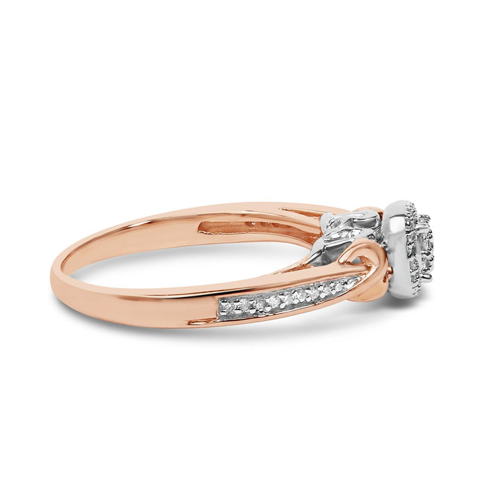 Anillo de racimo de nudo con diamantes de 1/6 ct. p.t. en plata de ley bañada en oro rosa de 14K, foto 2