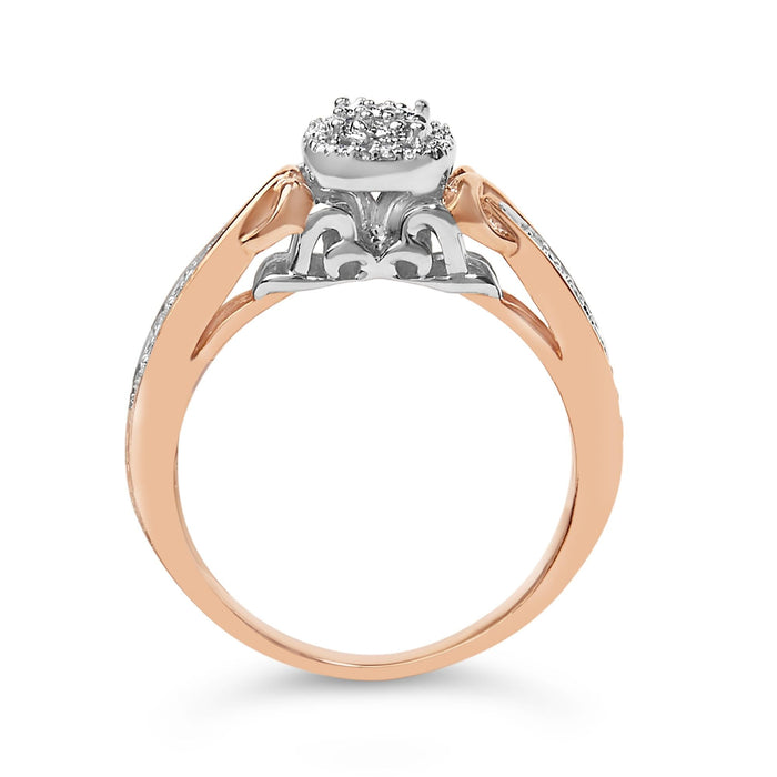 Anillo de racimo de nudo con diamantes de 1/6 ct. p.t. en plata de ley bañada en oro rosa de 14K, foto 6