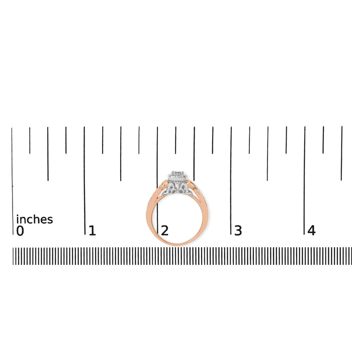 Anillo de racimo de nudo con diamantes de 1/6 ct. p.t. en plata de ley bañada en oro rosa de 14K, foto 7