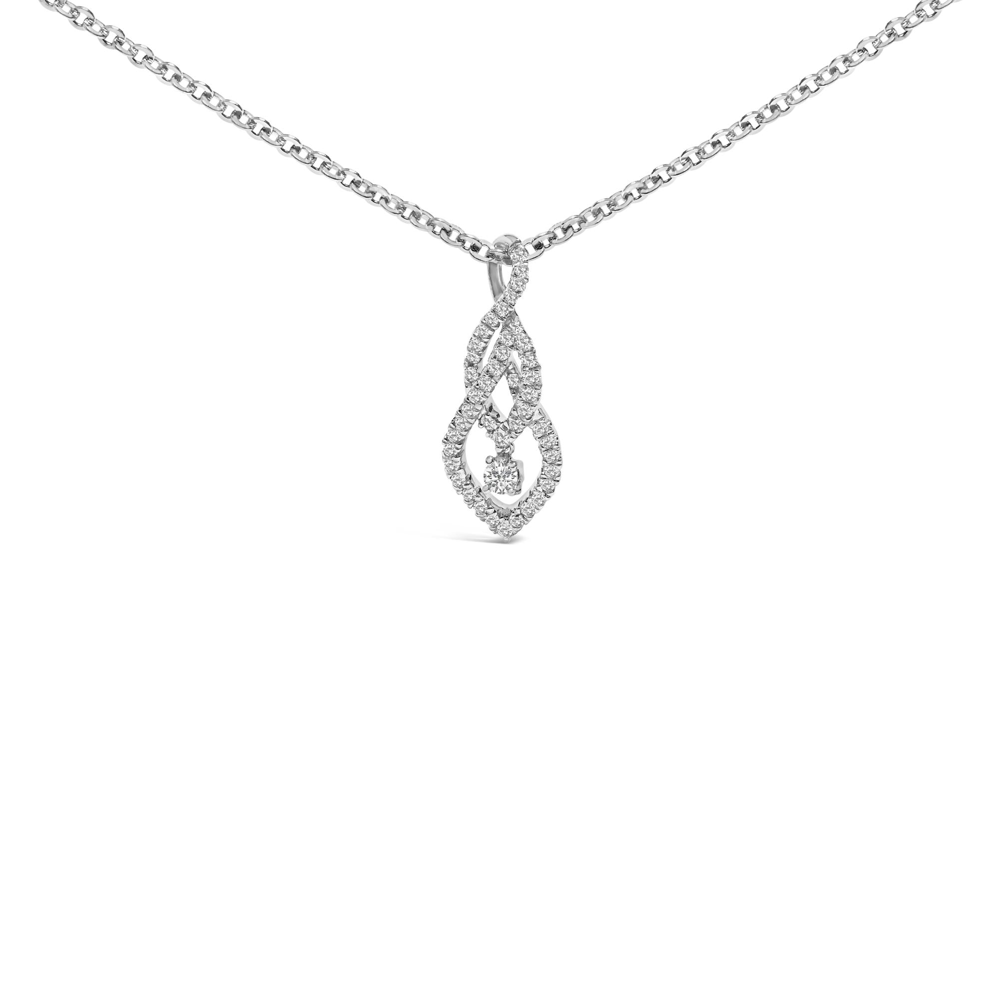 Collar con colgante de gota con remolino y diamantes de 1/3 ct. p.t. en plata de ley, foto 1
