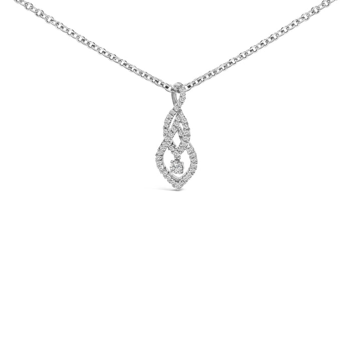 Collar con colgante de gota con remolino y diamantes de 1/3 ct. p.t. en plata de ley, foto 1