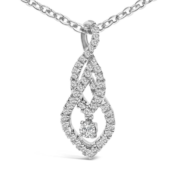 Collar con colgante de gota con remolino y diamantes de 1/3 ct. p.t. en plata de ley, foto 2