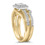 Conjunto nupcial con diamantes cuadrados talla princesa de 1/2 ct. p.t. en plata de ley bañada en oro amarillo de 14K, foto 5