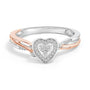 Anillo con motivo de corazón con diamantes de 1/10 ct. p.t. en plata de ley bañada en oro rosa de 14K, foto 1