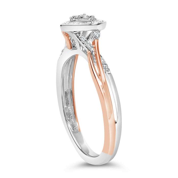 Anillo con motivo de corazón con diamantes de 1/10 ct. p.t. en plata de ley bañada en oro rosa de 14K, foto 5