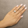 Conjunto nupcial de racimo cuadrado con diamantes de 1/2 ct. p.t. en plata de ley bañada en oro amarillo de 14K, foto 3