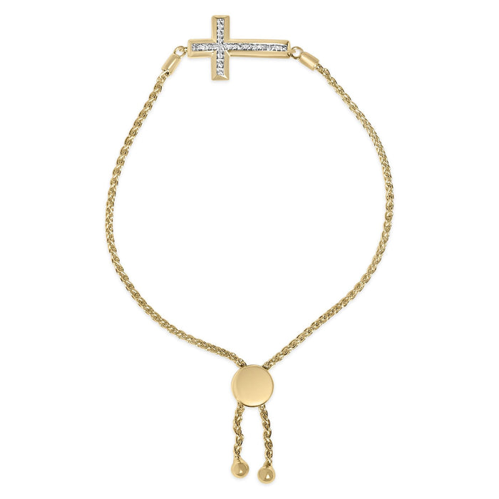 Diamond Accent Cross Lariat Bolo Bracelet in Gold Vermeil, photo 1