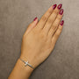 Pulsera bolo de cruz con detalle de diamante en plata de ley, foto 3