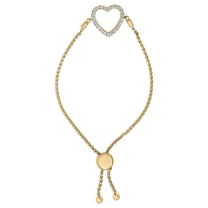 Diamond Accent Heart Lariat Bolo Bracelet in Gold Vermeil, photo 1